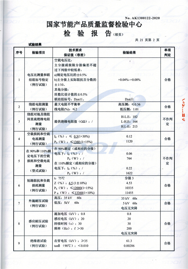 高低压试验报告-S11-1250濂溪濂溪濂溪油浸式变压器-2.jpg